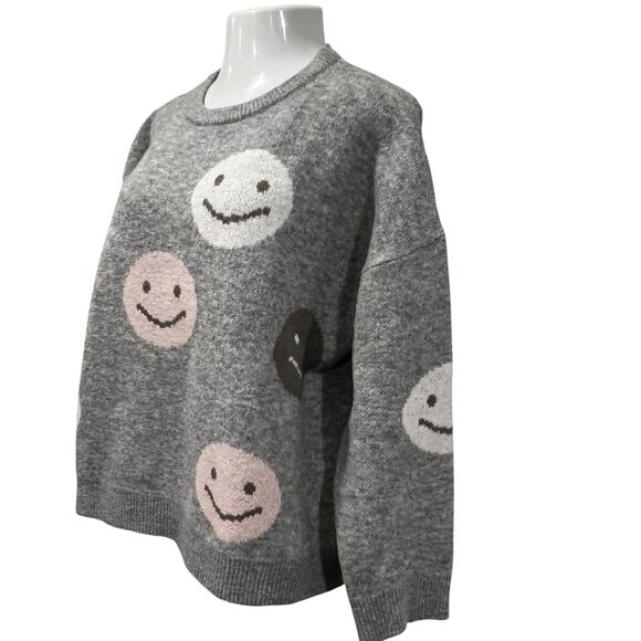 THML Smiley Face Sweater, Gray, L - Picture 9 of 10